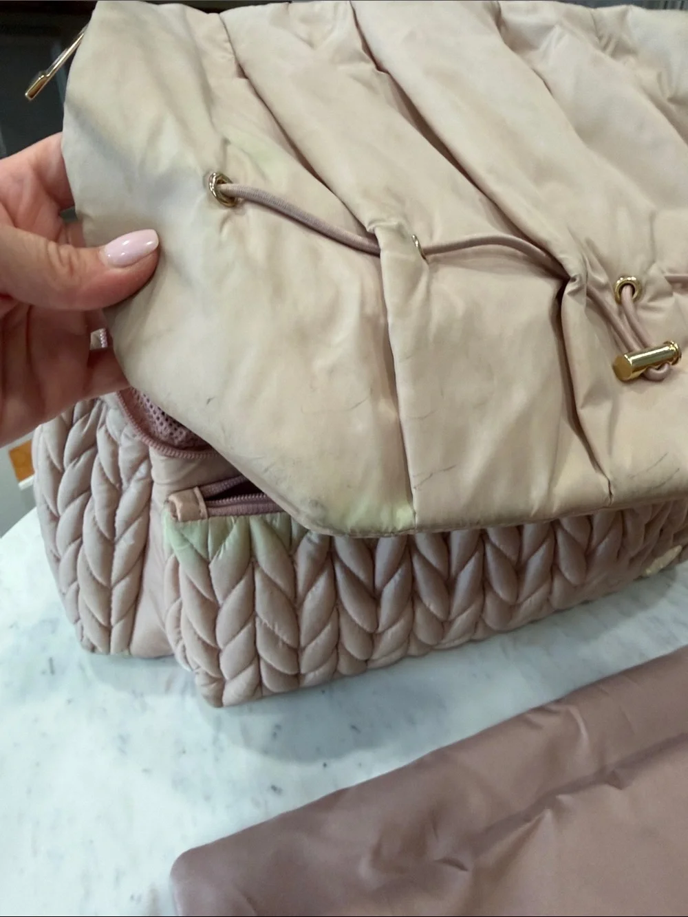 Happ baby quilted dusty rose diaper bag